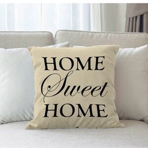 Home Sweet Home Beige Throw Pillow Covers